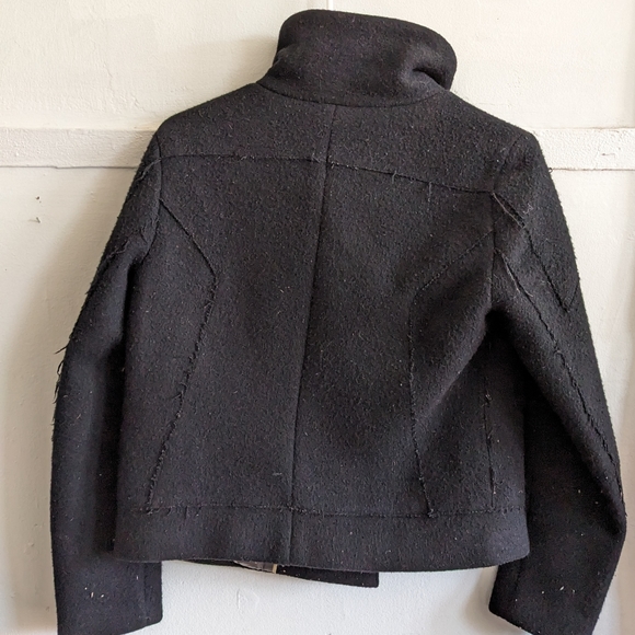 Rag & Bone Wool Cashmere Distressed Cropped Peacoat - Punk Grunge Goth Designer - Picture 9 of 14